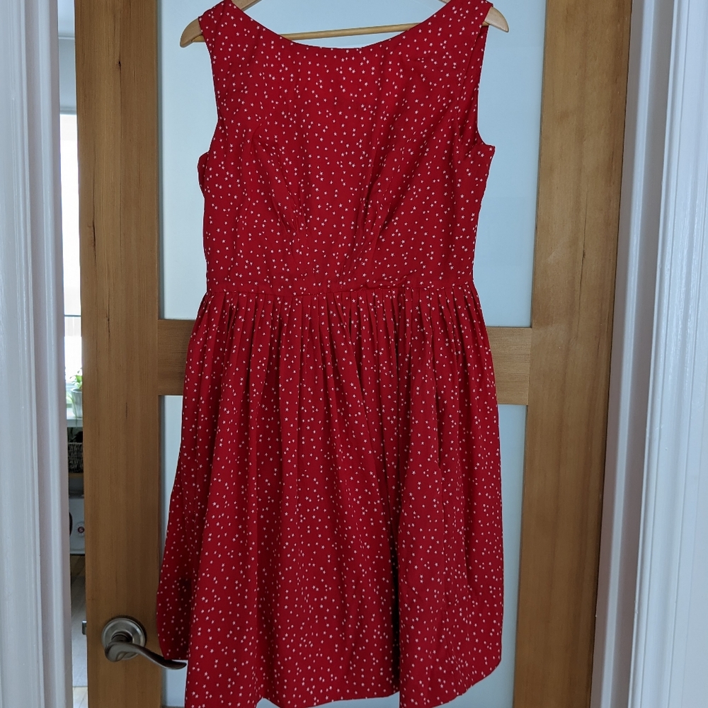 Emily and Fin red and white starred dress